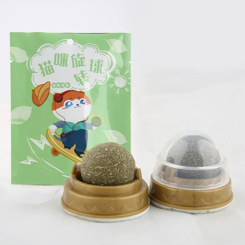 1 Pc Natural Catnip Cat Wall Stick-on Ball Toy Treats Healthy Natural Removes Hair Balls To Promote Digestion Cat Grass Snack