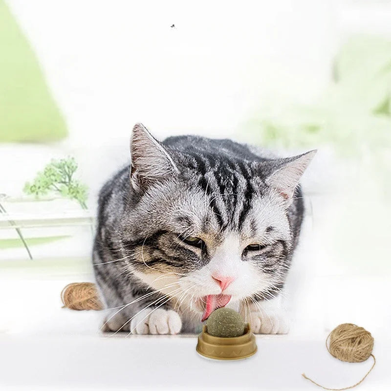 1 Pc Natural Catnip Cat Wall Stick-on Ball Toy Treats Healthy Natural Removes Hair Balls To Promote Digestion Cat Grass Snack