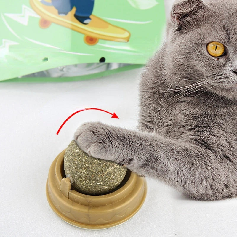 1 Pc Natural Catnip Cat Wall Stick-on Ball Toy Treats Healthy Natural Removes Hair Balls To Promote Digestion Cat Grass Snack