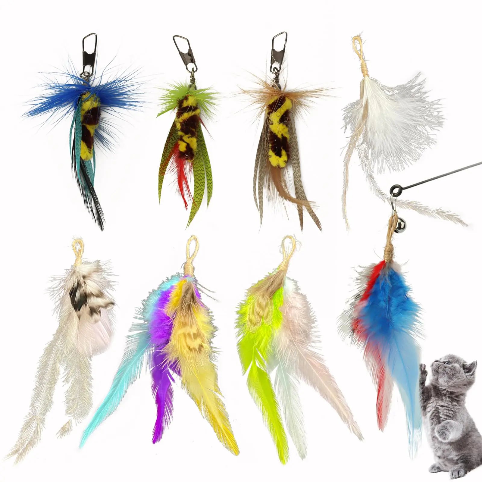 FelineFeather Frenzy 8-Pack Replacement Toy Heads