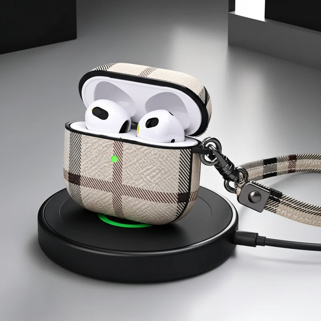 Luxury Plaid AirPods Pro 2 Case with Strap