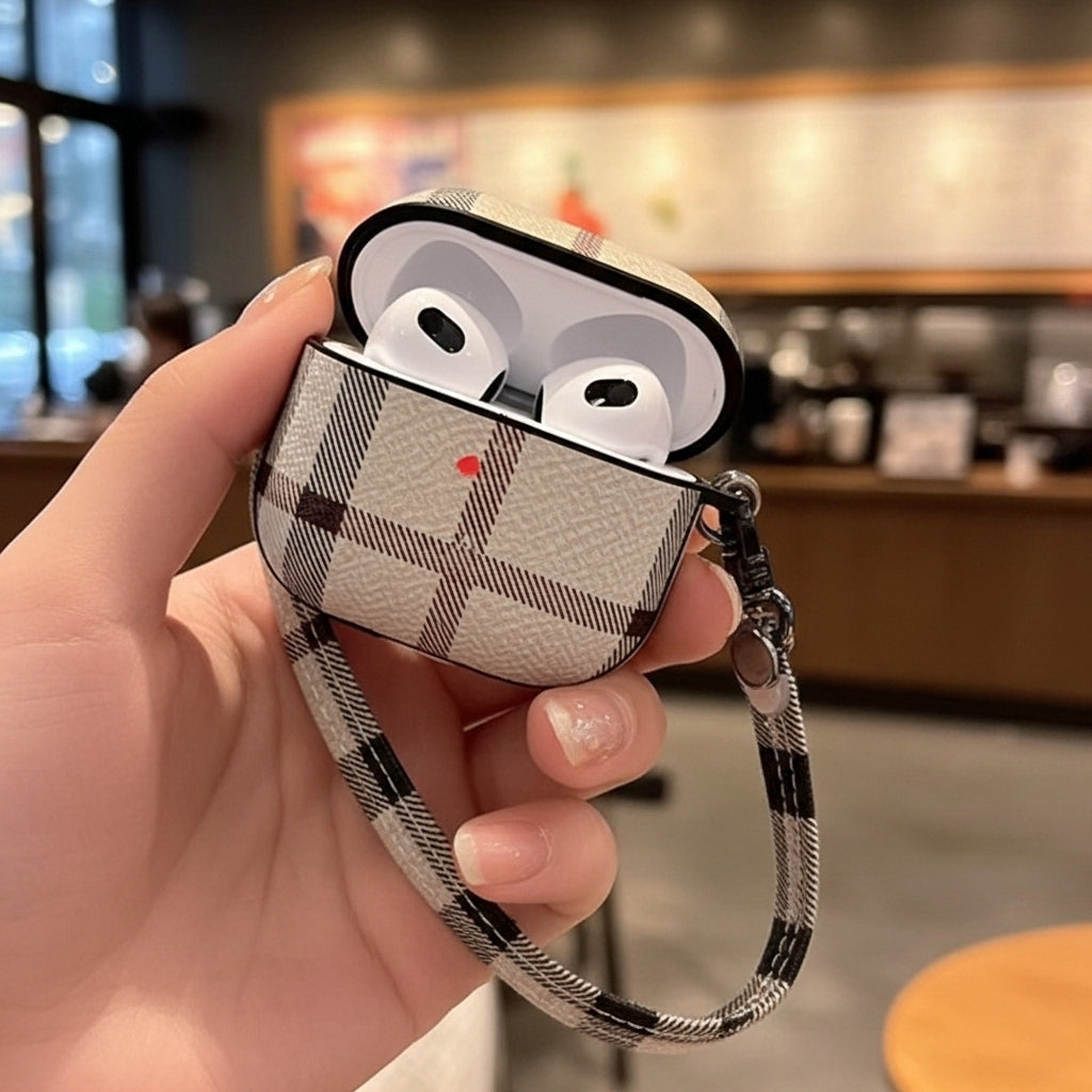 Luxury Plaid AirPods Pro 2 Case with Strap