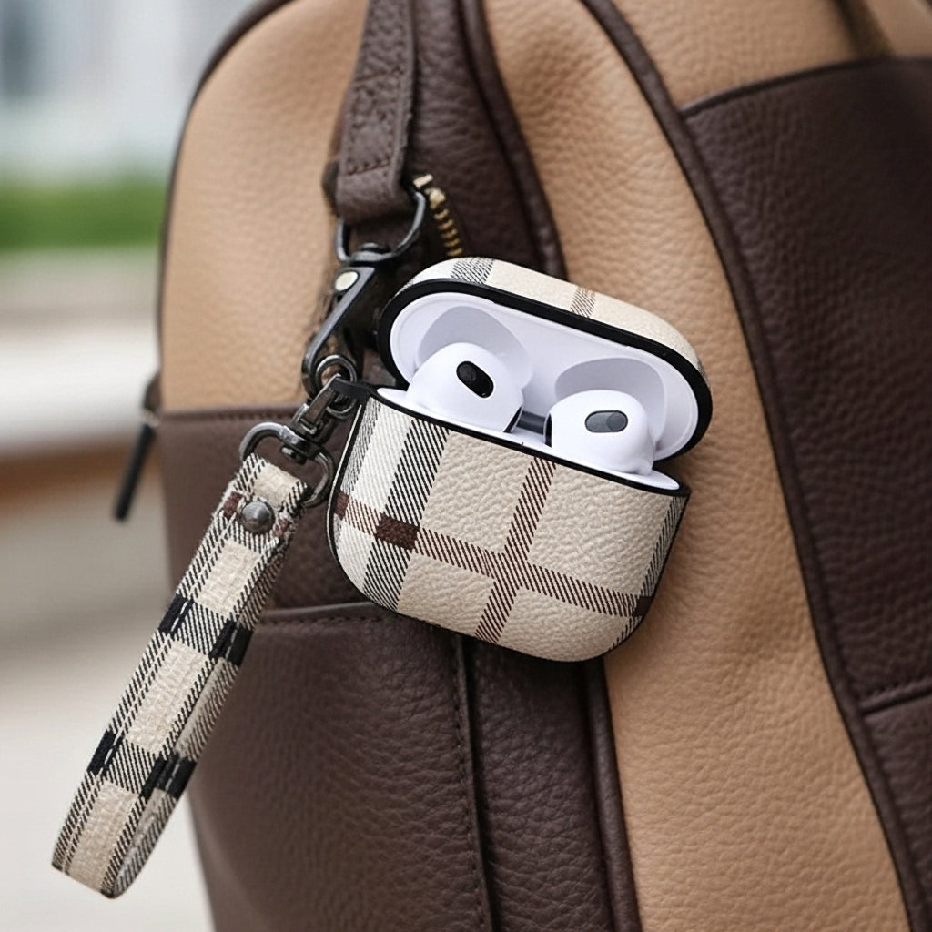 Luxury Plaid AirPods Pro 2 Case with Strap