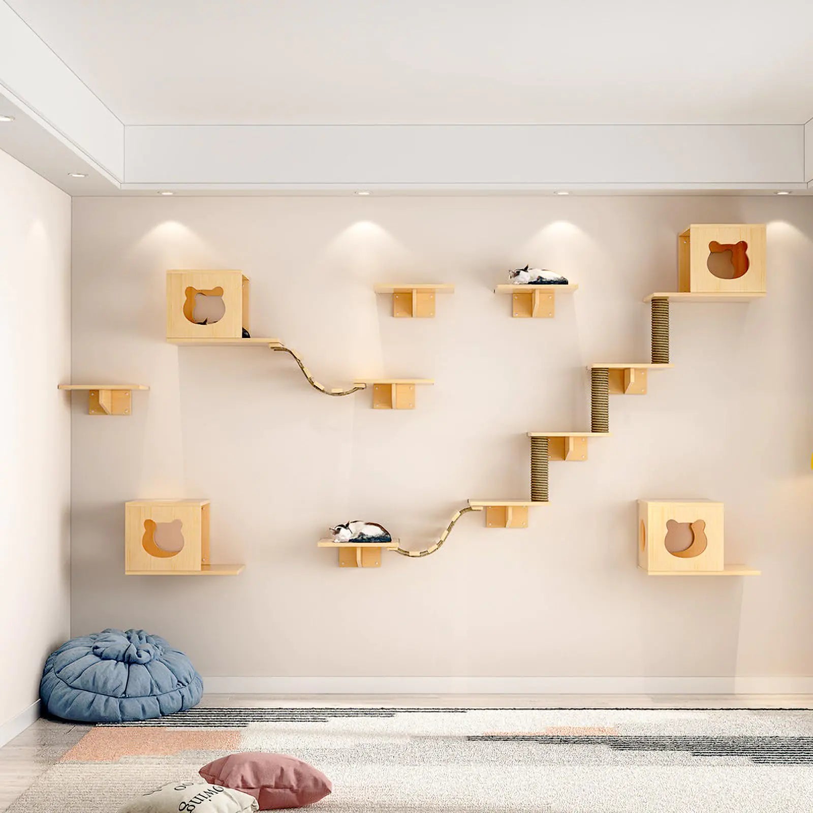 Deluxe Cat Wall Haven: Multi-Level Shelves and Perches